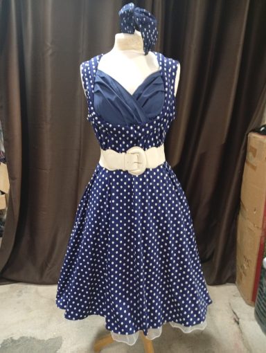 Robe pin up bleu a pois